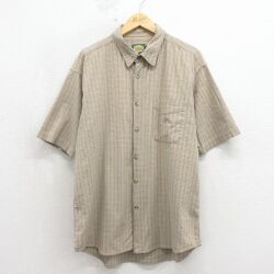 XL★古着 カベラス 半袖 シャツ メンズ 00年代 00s ベージュ他 チェック【spe】 26may12