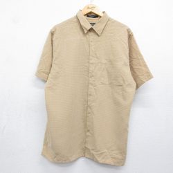 ベージュチェック 半袖シャツ XL | 古着