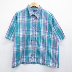バンヒューセン 90s 半袖シャツ チェック グリーン XL | 古着