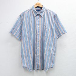 90s 半袖シャツ ストライプ ライトブルー XL | 古着