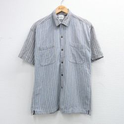 グレーストライプ 半袖シャツ M | 古着