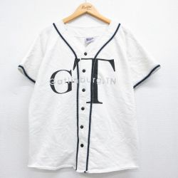 XL★古着 半袖 ベースボール シャツ メンズ 90年代 90s GT コットン USA製 ホワイト 26may18
