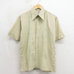 80s 半袖シャツ 刺繍 カーキ L | 古着