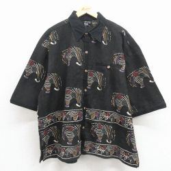 XL★古着 半袖 シャツ メンズ シマウマ デッド 大きいサイズ コットン ブラック【spe】 26may18