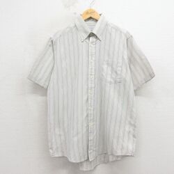 90s 半袖シャツ ストライプ グレー XL | 古着