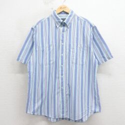 ランズエンド 00s 半袖シャツ ストライプ ネイビー XL | 古着