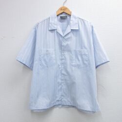 90s 半袖シャツ ストライプ ライトブルー XL | 古着