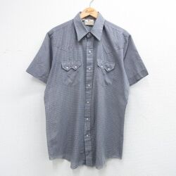 DEE CEE 80s 半袖ウエスタンシャツ チェック ライトブルー XL | 古着