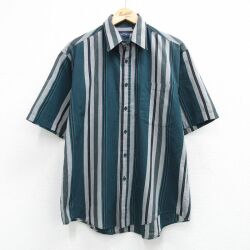 ピューリタン 00s 半袖シャツ ストライプ グリーン L | 古着