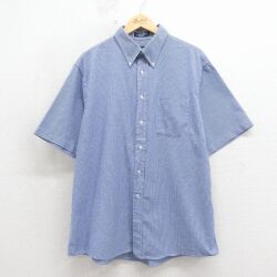 00s 半袖シャツ オックスフォード ネイビーチェック XL | 古着