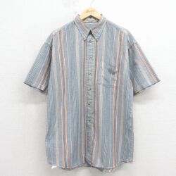 00s 半袖シャツ ストライプ ネイビー L | 古着