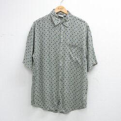 90s 半袖シャツ 総柄 カーキ M | 古着