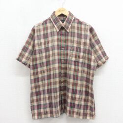 80s 半袖シャツ ベージュチェック XL | 古着