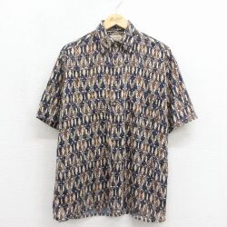 セントジョンズベイ 00s 半袖シャツ 総柄 ネイビー M | 古着