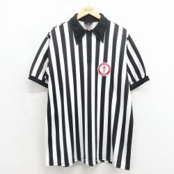80s 半袖ハーフジップシャツ ストライプ ブラック XL | 古着