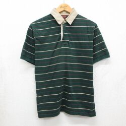 ラルフローレン 90s 半袖ラガーシャツ ボーダー グリーン M | 古着