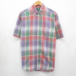 90s 半袖シャツ チェック グリーン L | 古着