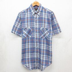 80s 半袖シャツ ネイビーチェック M | 古着