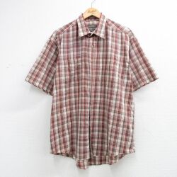 バンヒューセン 半袖シャツ チェック ベージュ XL | 古着