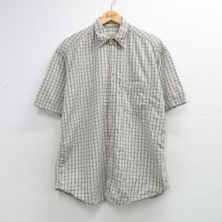 XL★古着 セントジョンズベイ 半袖 シャツ メンズ 00年代 00s シアサッカー コットン ベージュ チェック【spe】 26may25