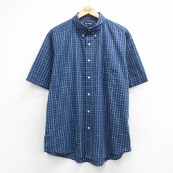 ピューリタン 00s 半袖シャツ ネイビーチェック XL | 古着