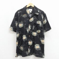 ハワイアン 半袖シャツ 花 ブラック L | 古着