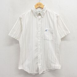 90s 半袖シャツ 鳥 ホワイトストライプ M | 古着