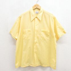 XL★古着 半袖 シャツ メンズ 70年代 70s イエロー 26may27