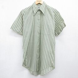 70s 半袖シャツ ストライプ グリーン L | 古着
