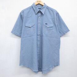 ラングラー 90s 半袖ウエスタンシャツ シャンブレー ライトブルー XL | 古着
