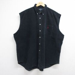 ラルフローレン 90s ノースリーブシャツ ワンポイントロゴ ブラック XL | 古着