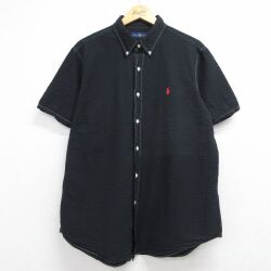 ラルフローレン 半袖シャツ ワンポイントロゴ ブラック XL | 古着