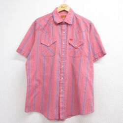 ELY 80s 半袖ウエスタンシャツ ストライプ ピンク XL | 古着
