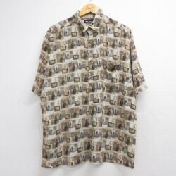 ピューリタン 00s 半袖シャツ 総柄 ベージュ XL | 古着