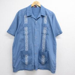 80s 半袖シャツ キューバ ライトブルー XL | 古着