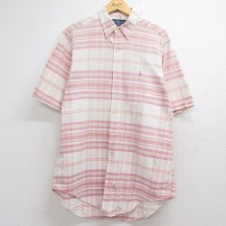 ラルフローレン 90s 半袖シャツ ワンポイントロゴ ピンクチェック XL | 古着