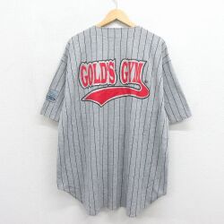 ゴールドジム 90s 半袖ベースボールシャツ 霜降り グレー メンズXL相当 | 古着