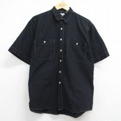 L★古着 ギャップ GAP 半袖 シャツ メンズ 90年代 90s コットン ブラック ストライプ【spe】 26jun11