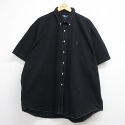 ラルフローレン 90s 半袖シャツ ワンポイントロゴ ブラック メンズXL相当 | 古着