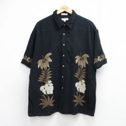 ピエールカルダン 90s 半袖シャツ 葉 ブラック メンズXL相当 | 古着