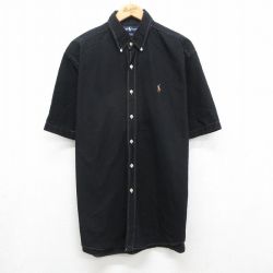 ラルフローレン 90s 半袖シャツ ワンポイントロゴ ブラック メンズXL相当 | 古着