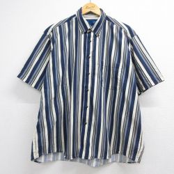 タウンクラフト 90s 半袖シャツ ネイビーストライプ メンズXL相当 | 古着