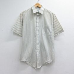 90s 半袖シャツ ストライプ ライトブルー メンズM相当 | 古着