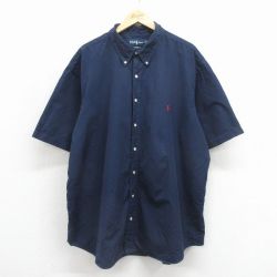 ラルフローレン 90s 半袖シャツ ワンポイントロゴ ネイビー メンズXL相当 | 古着