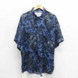 90s 半袖シャツ ペイズリー柄 ネイビー メンズL相当 | 古着
