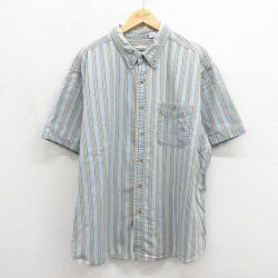 00s 半袖シャツ ストライプ ネイビー メンズXL相当 | 古着