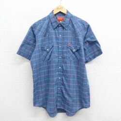 ELY 90s 半袖ウエスタンシャツ ネイビーチェック メンズXL相当 | 古着