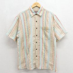 00s 半袖シャツ ストライプ ライトブルー メンズL相当 | 古着