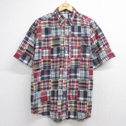 ブルックスブラザーズ 半袖シャツ パッチワーク レッドチェック メンズXL相当 | 古着