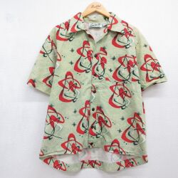 L★古着 半袖 シャツ メンズ  00年代 00s コットン 開襟 オープンカラー カーキ【spe】 26jun23
